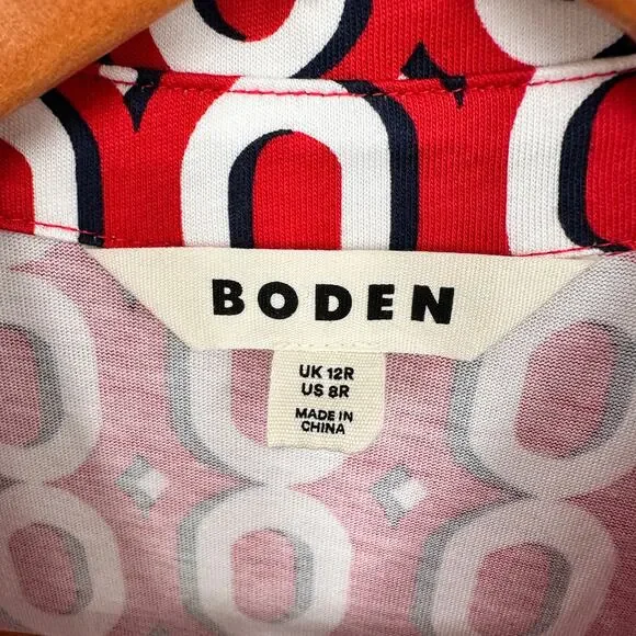 BODEN Laura Jersey Midi Shirt in Red Chain Pattern // 8 - Picture 7 of 13